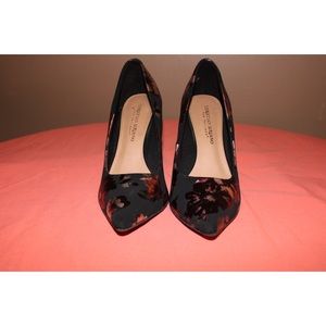 Black with flowers heels